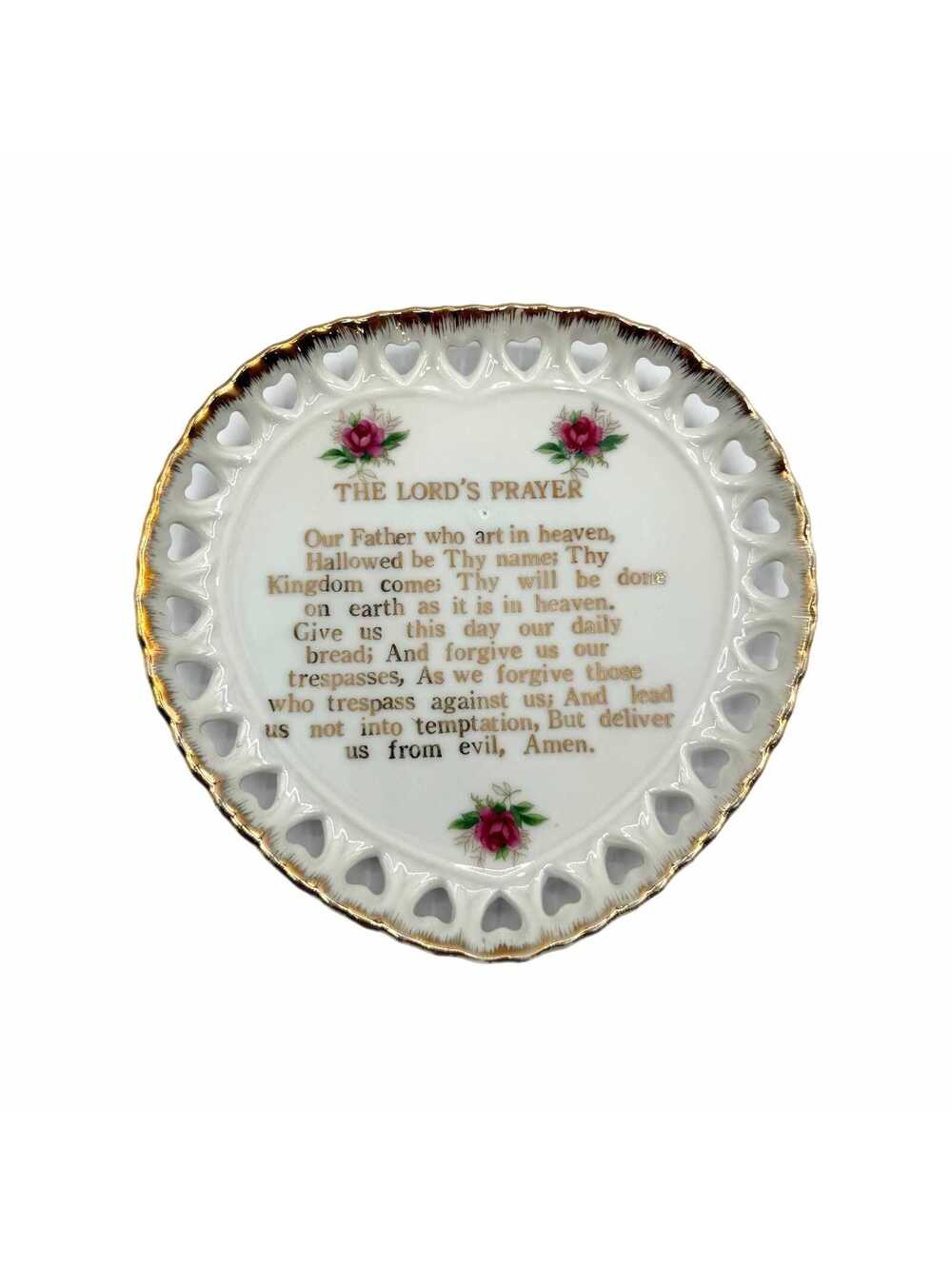 Vintage Norcrest The Lord’s Prayer Heart-Shaped 7” Porcelain Wall Plate – Décor